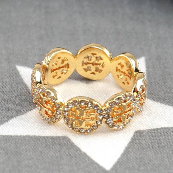 Tory Burch Miller Pavé Logo Ring in Size #7 (Brand New with Dust Bag) - Picture 2 of 4